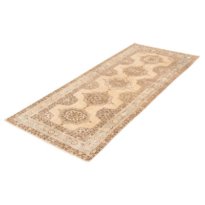Tapis de couloir unique en laine noué à la main style années 1990 de 4 pi 7 po x 11 pi 1 po Moryn