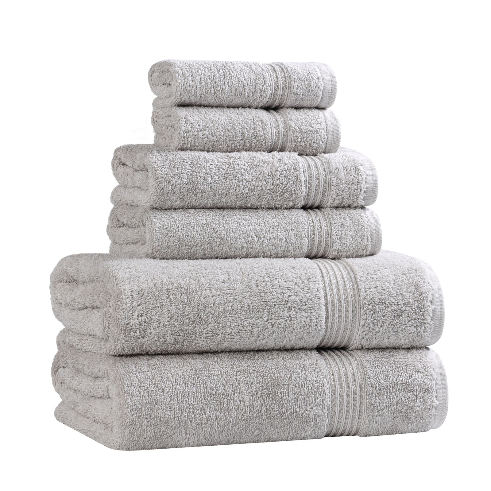 Oleg 6-Piece Egyptian Cotton Towel Set, Silver