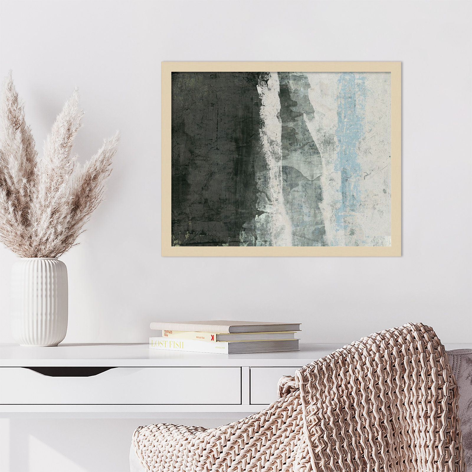 Fresno "Black and Grey and Blue II" Print, Brown, 17" H x 21" W