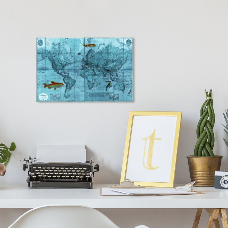 « world mercators map 1863 », impression sur toile, H 10 po x l 15 po x P 1,5 po
