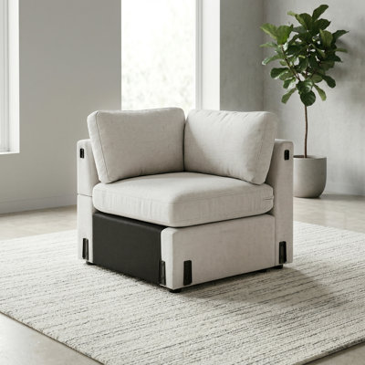 Canapé d'angle Lockheart beige de 61 cm avec coussin