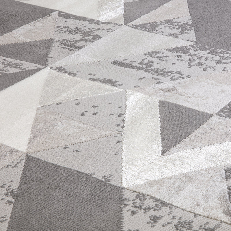 Agirta Flag Geo Grey Silver Area Rug, Rectangle 120 x 170cm