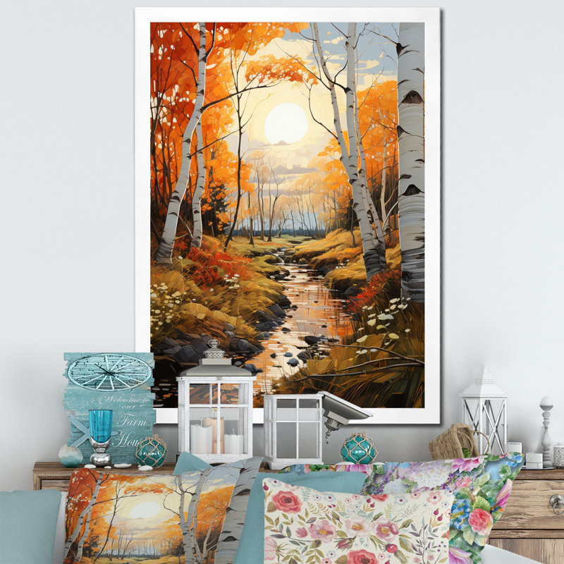 Reproduction d'art sur toile Cortlan Birch Woods Autumn Sonata VII, H 20 po x l 12 po x P 1 po, Cadre photo blanc