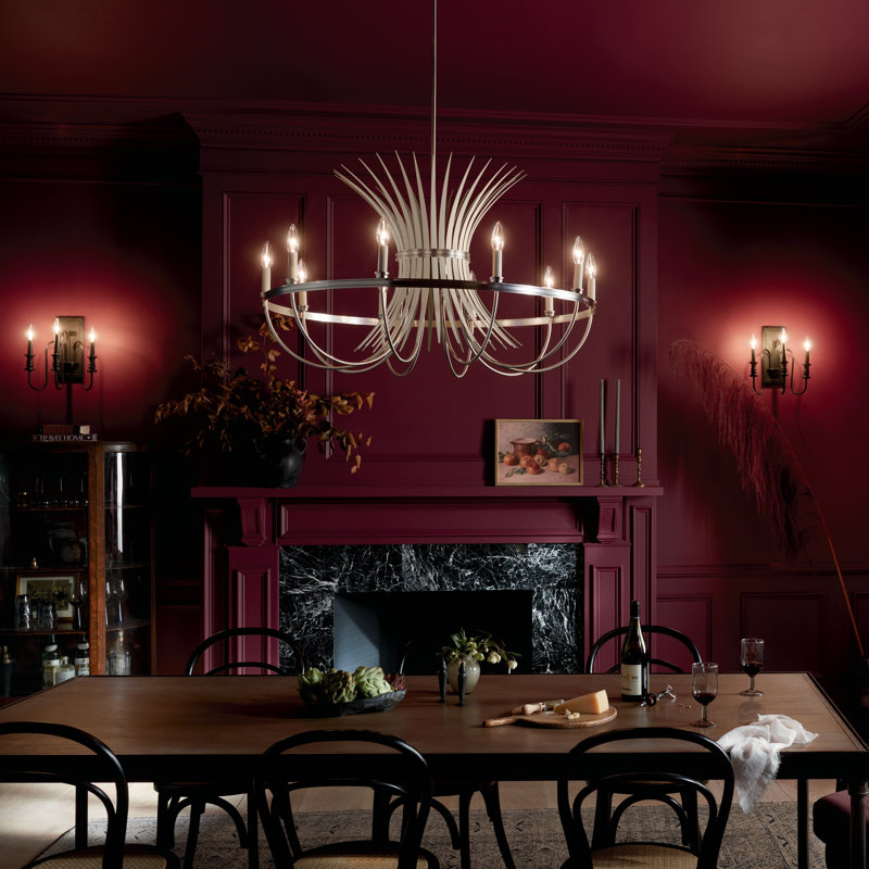 10 - Light Dimmable Drum Chandelier, Brushed Nickel