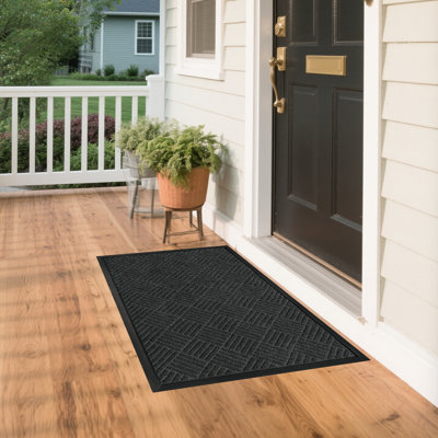 Tapis en caoutchouc composite gris, catégorie de tapis de sol anti-fatigue, motif de traction en polypropylène + caoutchouc à double couche, canalisation anti-dérapante et imperméable pour la cuisine, vestibule, entrée, maison, zones à forte circulation
