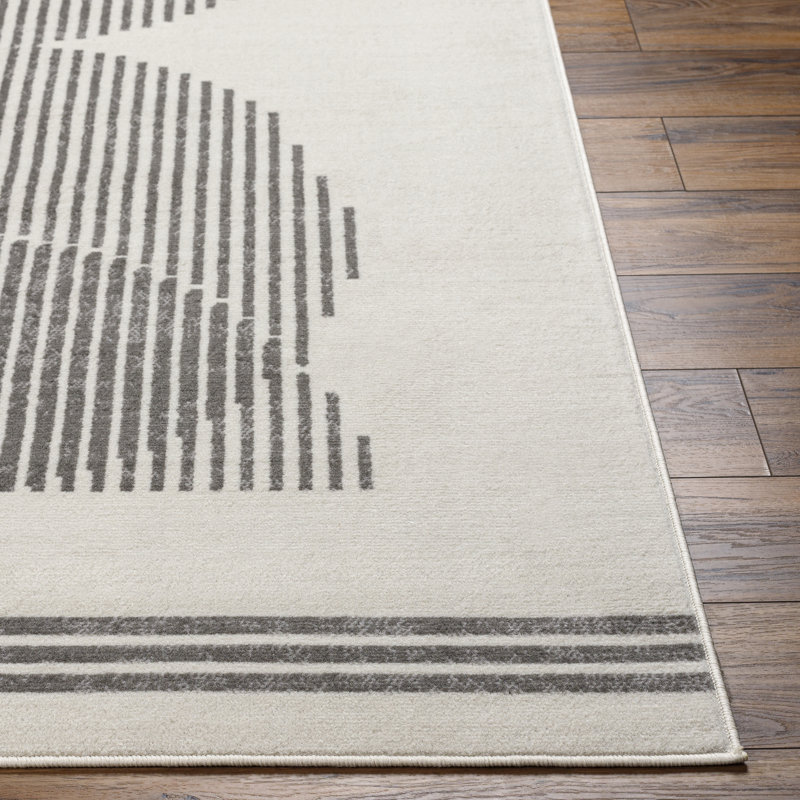 Machine Woven Cream/Grey/Ivory Indoor Rug, Rectangle 152cm x 213cm
