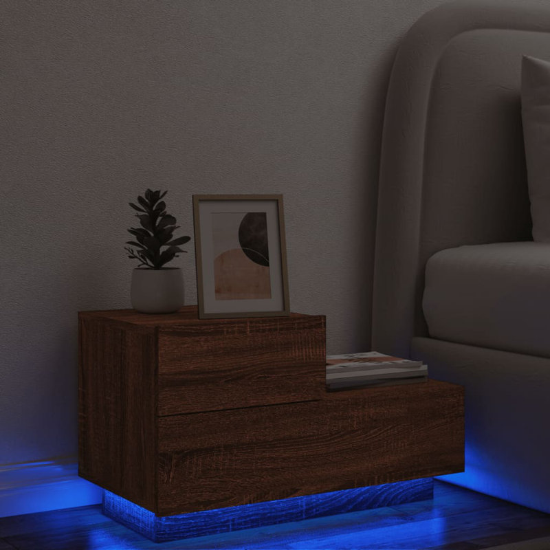 Brigett 36cm W Bedside Table, Brown Oak