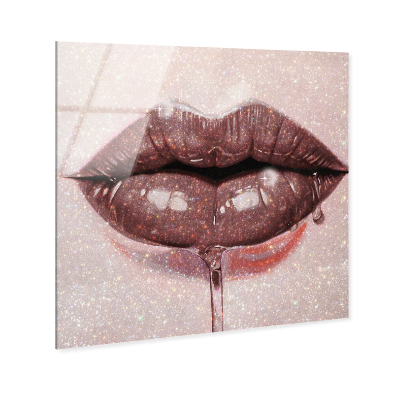 Lux Kiss Mauve Canvas Fashion Print by Oliver Gal, 20"H x 20"W, High-Gloss Acrylic Print