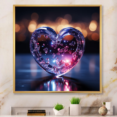 Impression sur toile Blue Neon Clear Heart Shape III - Abstract Shapes