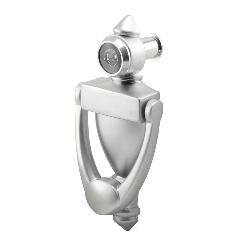Heurtoir de porte et visionneuse, alésage 9/16 po, angle de vue de 160 degrés, nickel satiné (paquet simple), Nickel satiné