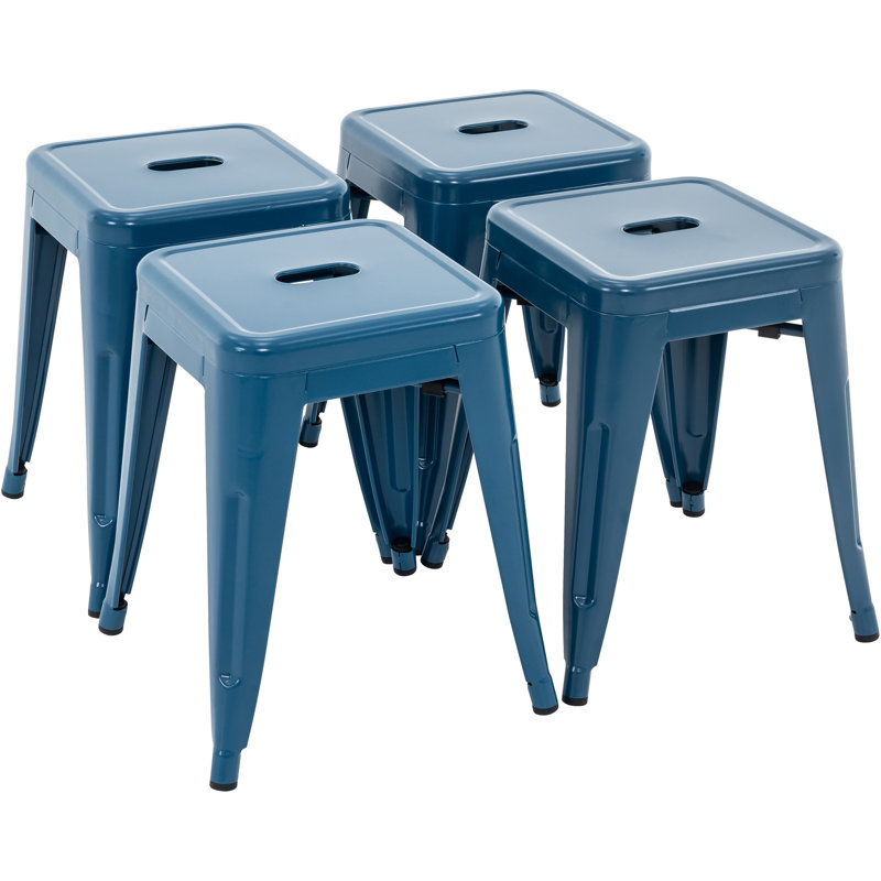 Tabourets de comptoir en métal de 18 pouces, tabourets de salle de classe empilables, chaises de salle à manger en métal sans dossier pour l'intérieur et l'extérieur, tabourets de bar de cuisine (ensemble de 4)
