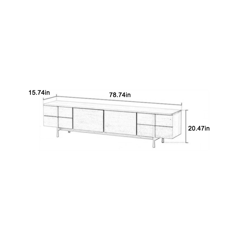 Solid wood TV stand Double drawer, Black, 20.47" H x 78.74" L x 15.74" W