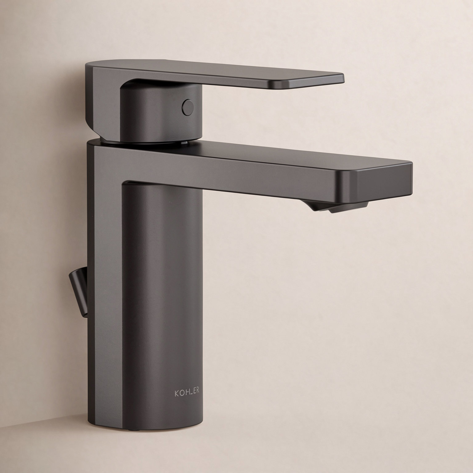 Parallel Single-Hole Bathroom Faucet with Drain, Matte Black