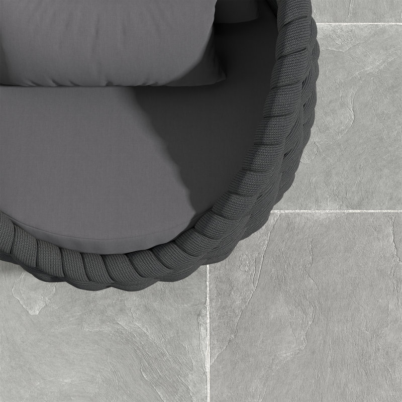 Canapé de patio en polyester avec coussins, Gris foncé
