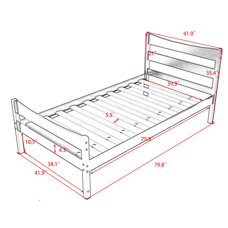 Slat Bed, Walnut