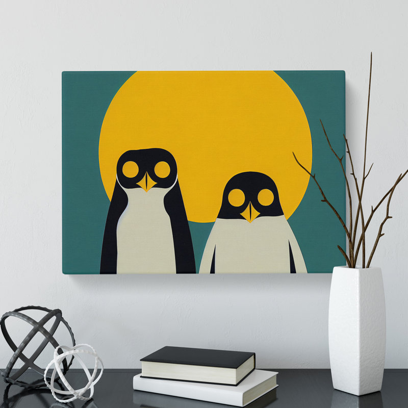 Two Abstract Penguins - Wrapped Canvas, 50cm H x 76cm W x 3cm D