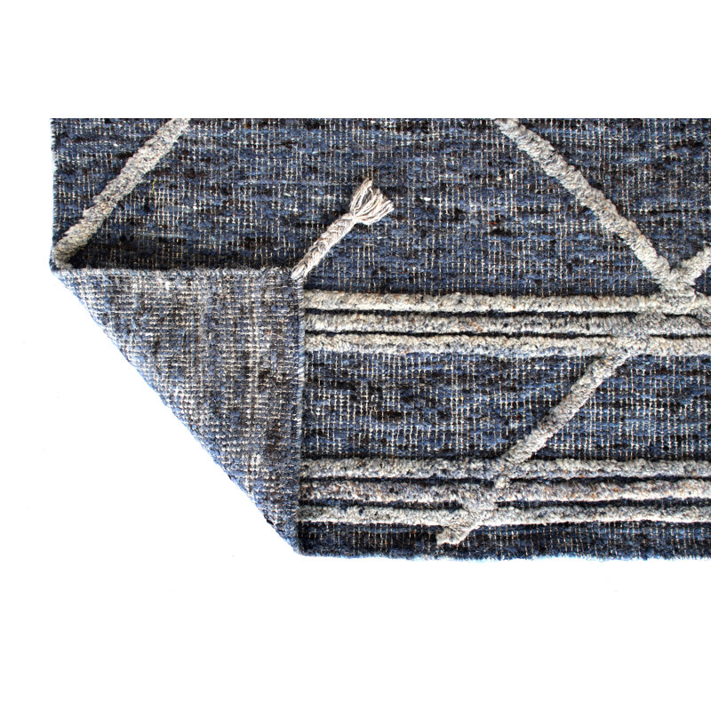 Moroccan Area Rug in Blue, Rectangle 9' x 12'