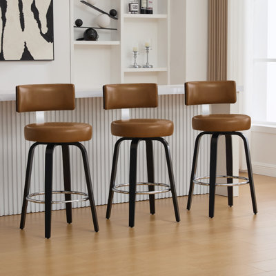 Tabouret pivotant rembourré avec dossier en forme de T