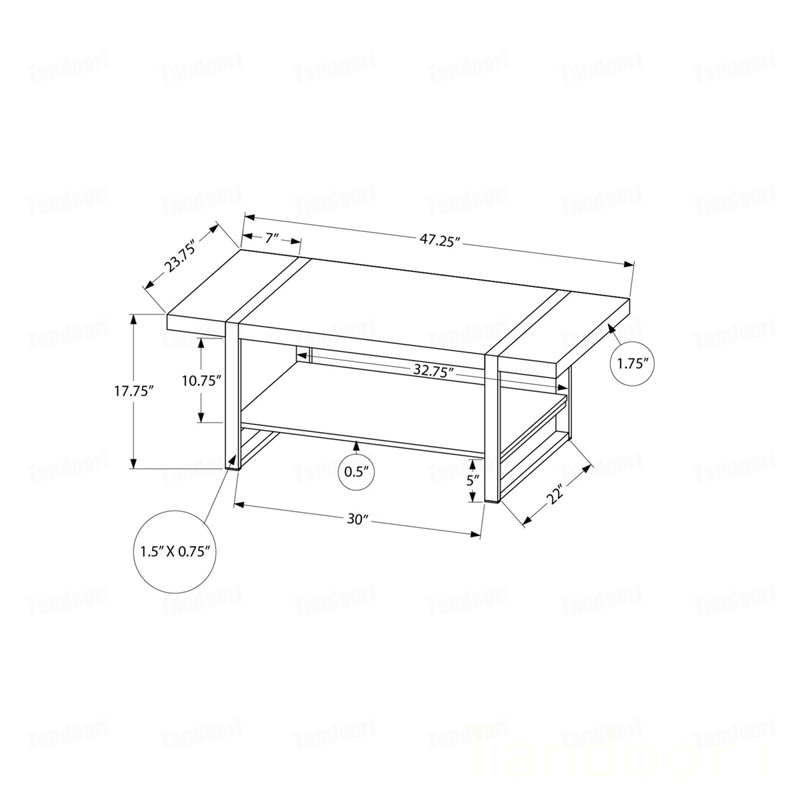 Table basse, accent, cocktail, rectangulaire, salon, aspect bois de manguier, métal, contemporain, moderne