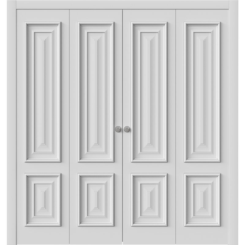Portes coulissantes doubles pliantes pour placard 72 x 80 pouces, modèle Imperial 1822, émail blanc, rails robustes, moulures, garnitures, quincaillerie, bois massif, portes de placard de chambre.