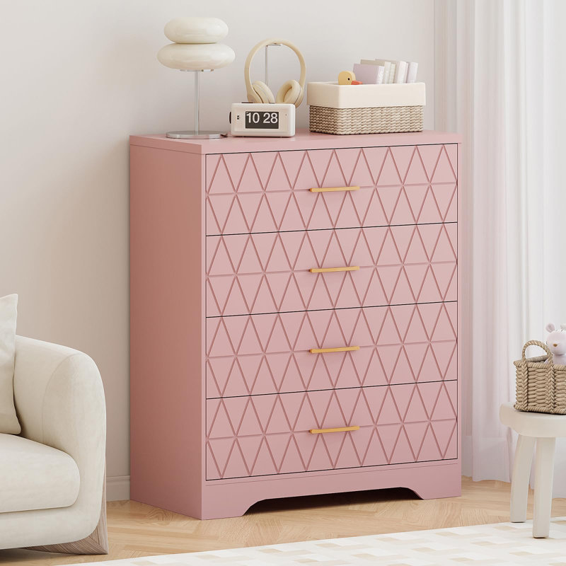 Commode 4 tiroirs Modern, Rose