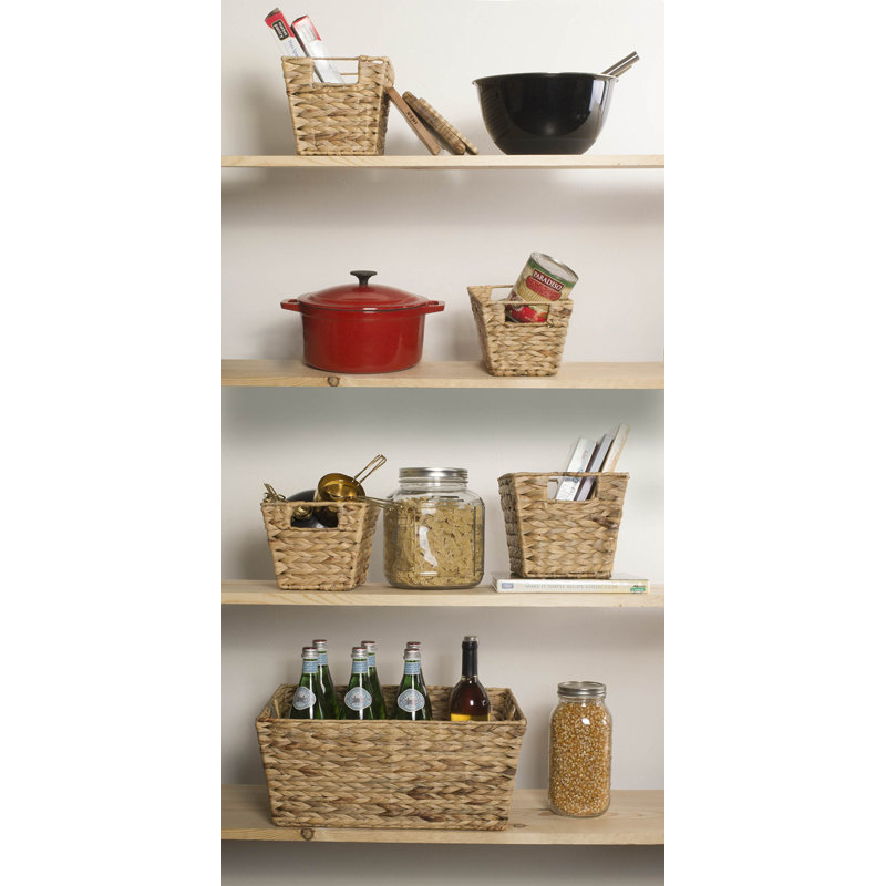 Natural Water Hyacinth Rectangular Storage Basket Set