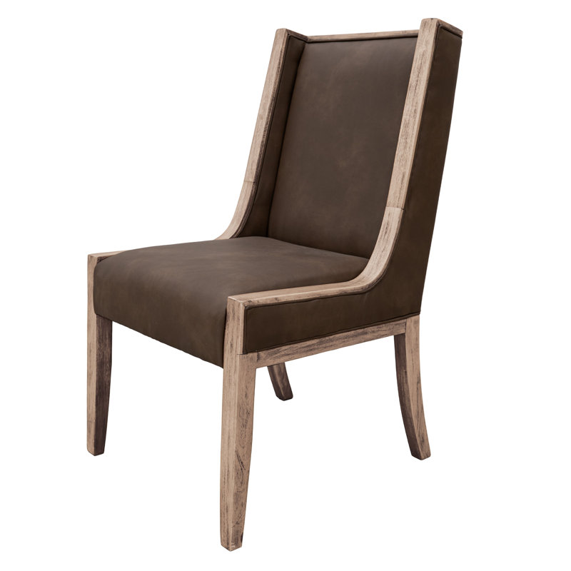 Ensemble de 2 chaises d'appoint Eray, bois Melina, similicuir, Marron foncé