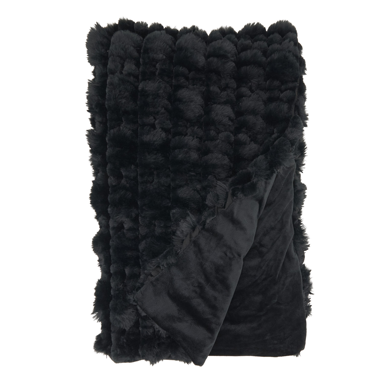 Faux Fur Throw Blanket, Black