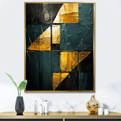 «Yellow Interlude Abstract Expressionism Teal», reproduction d'art sur toile