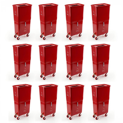 Commercial Beverage Disposal Bin (12-Pack, Red) – Dual-Compartment Drink Dump Station with Locking Wheels for Bars, Restaurants, Catering & Events