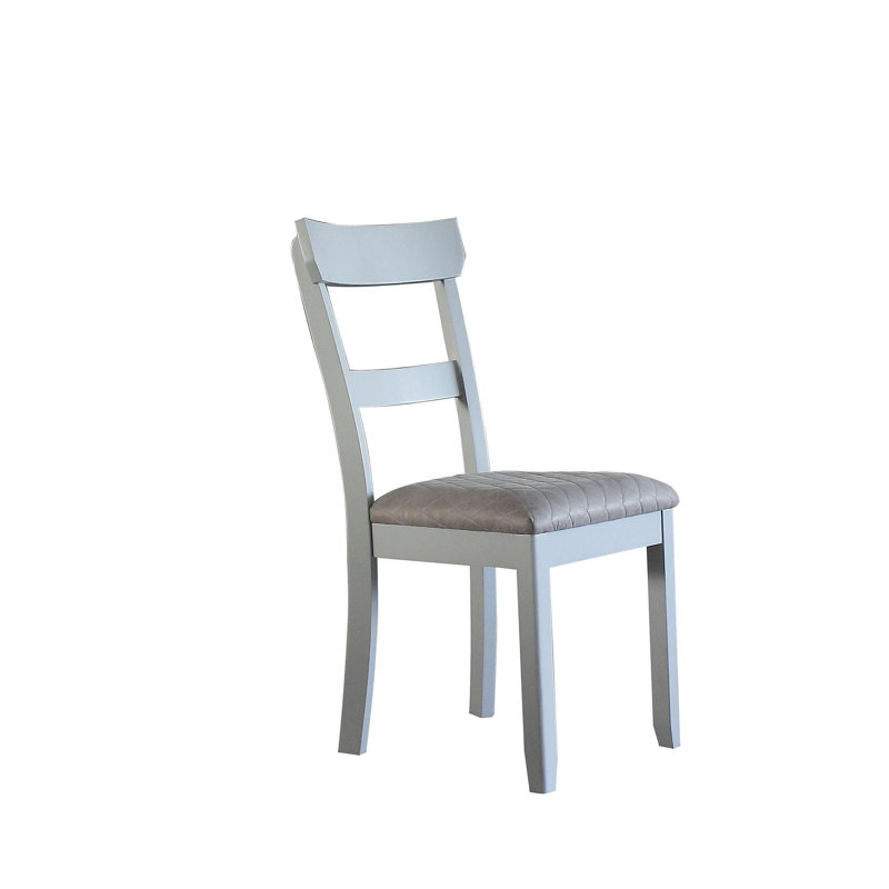 House Marchese Two Tone Gray Fabric&Pearl Gray Finish Side Chair(Set Of 2)