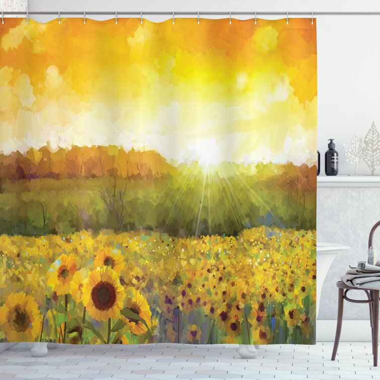 Sunflower Shower Curtain Set + Hooks East Urban Home Size: 69 H x 105 W