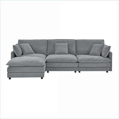 Sectional Sofas, Modern 4-Seater L-Shaped Convertible with Storage Ottoman, Slate Gray, for Living Room Guest Room | Grey | Foam