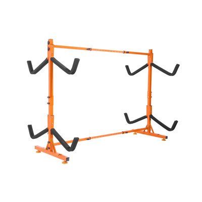 Heavy-Duty Freestanding Kayak Storage Rack for 4 Canoes & Paddleboards, Adjustable Width Steel Stand with Padded Arms