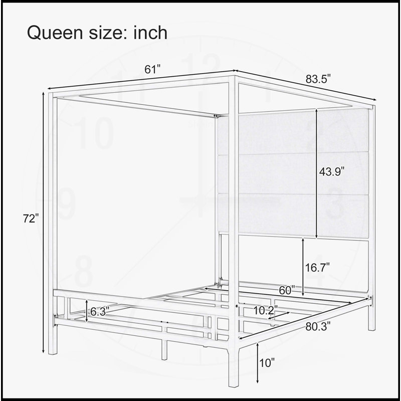 Luxurious Metal Canopy Bed with Upholstered Headboard for Dreamy Sleep, Queen, Gold/Tan