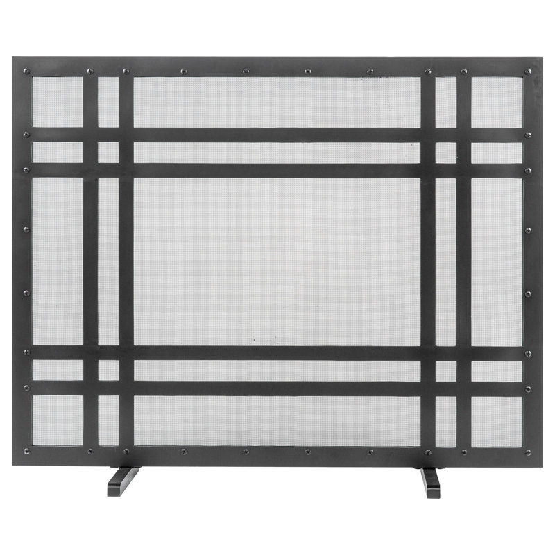 Montana Steel Fireplace Screen, Flat Black