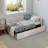 Modern Style L Shape Corner Bed, Linen Upholstered  Daybed  With Two Storage Drawers-1941418512