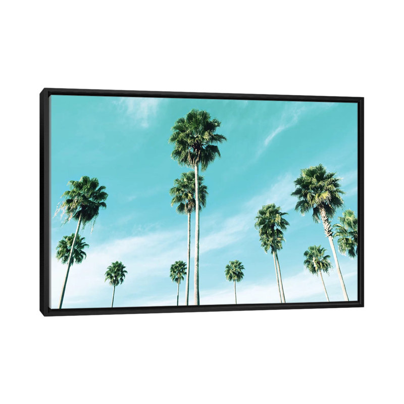 «East Coast Palms», impression sur toile, H 18 po x l 26 po x P 1,5 po, Toile avec cadre flottant noir, Pas de tapis
