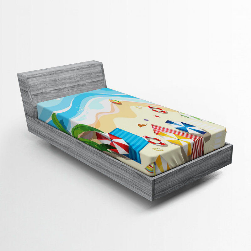 Beach Fitted Sheet, Twin Fitted Sheet
