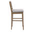 Tabouret de comptoir gris avec assise rembourrée en bois massif et finition chêne, assemblage requis