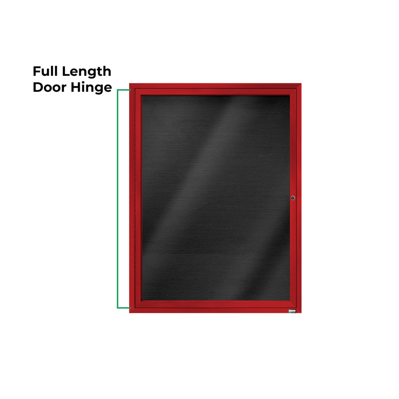 Tableau d'affichage mural fermé pour armoire d'annuaire, Rouge thermolaqué, Un, H 48 po x l 36 po