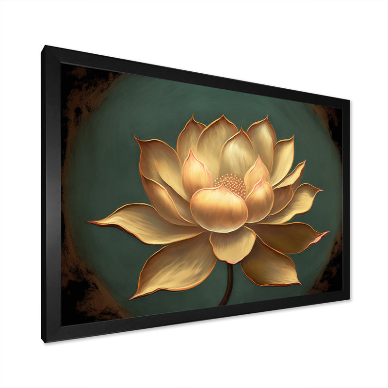 «Blossoming White Vintage Lotus», art mural Lotus, H 12 po x l 20 po x P 1 po, Cadre simple noir