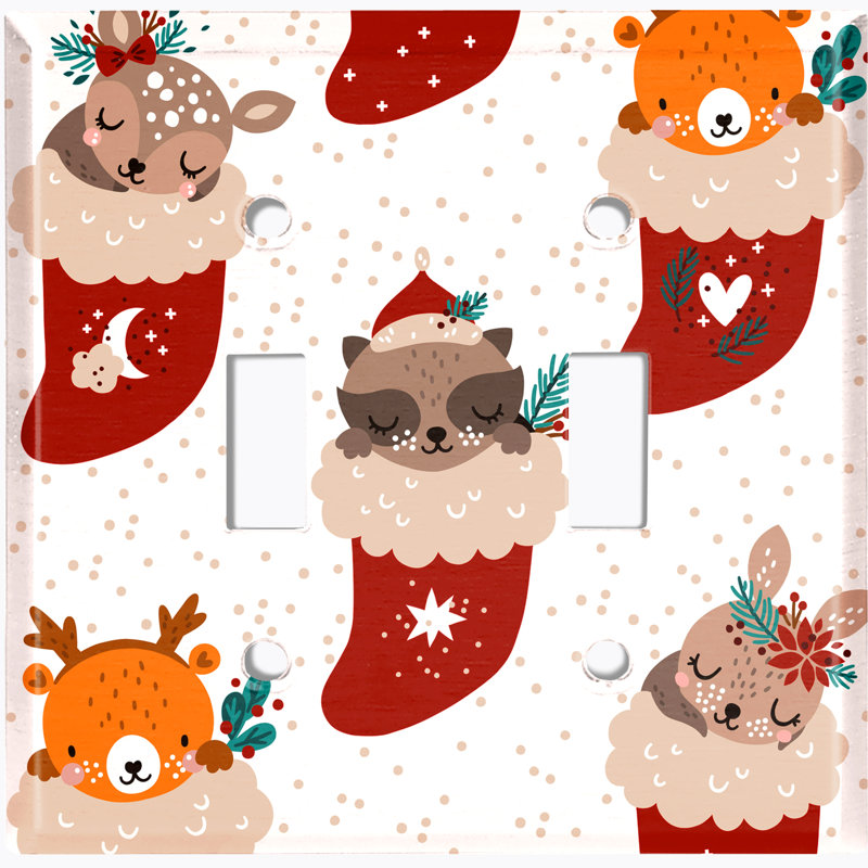 Plaque murale à bascule de Noël avec 2 animaux