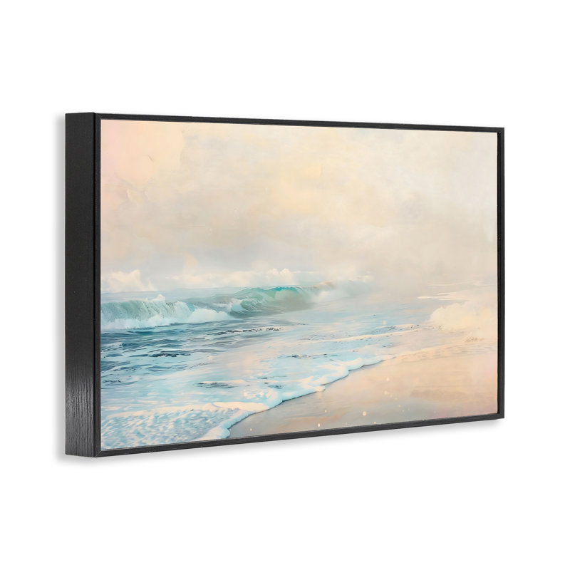 Giclée encadrée Pale Beach Fading Neutrals, conception par Creative Studio, H 12 po x l 18 po, Giclée encadrée noir minuit