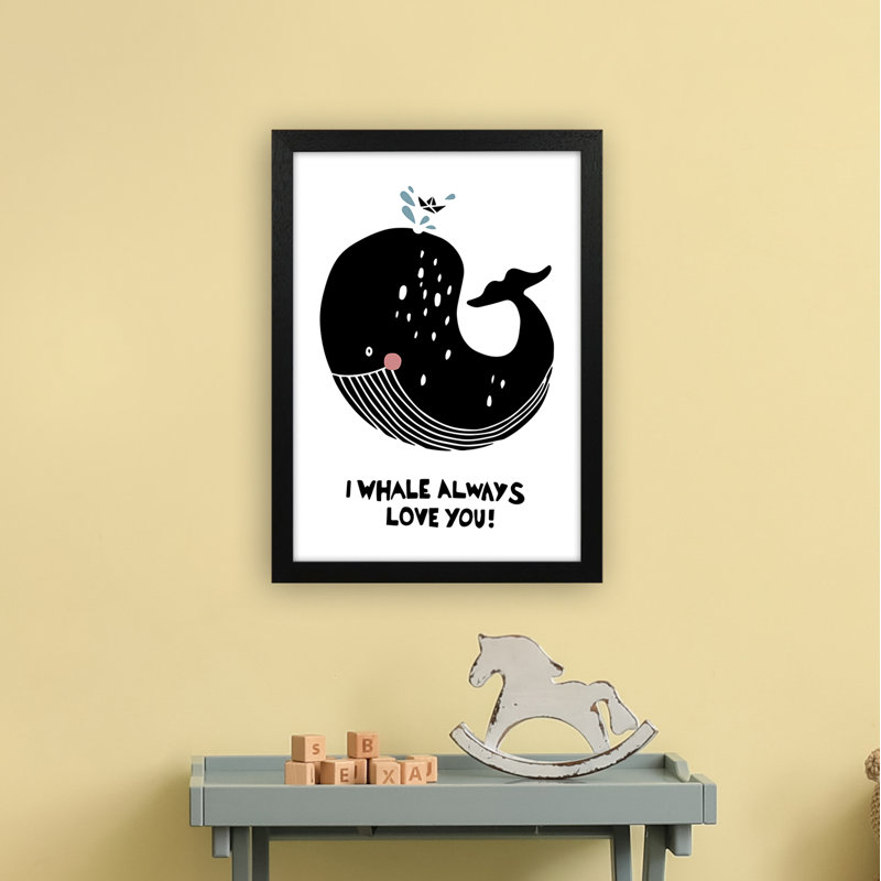 Whale by Miniofmine - Print, 46cm H x 34cm W x 3cm D, Brown Framed