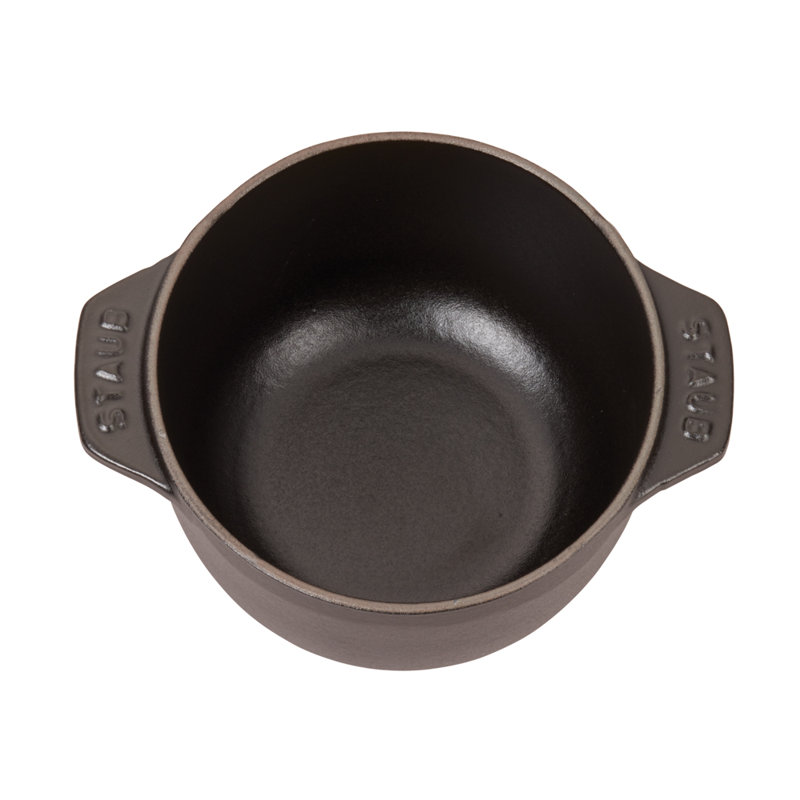 Staub Cast Iron 1.84-qt Petite French Oven, Black Matte, .77 quarts
