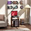 Table tourne-disque en acrylique avec tablette de rangement, table d'appoint transparente (brun foncé)
