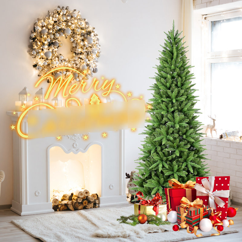 Arbre de Noël de 4 pi, 424 pointes, matériau Pe +, conception à charnières, installation rapide, support solide, petits espaces, appartements, branches festives minces et réalistes, assemblage rapide, vestibules, espaces,