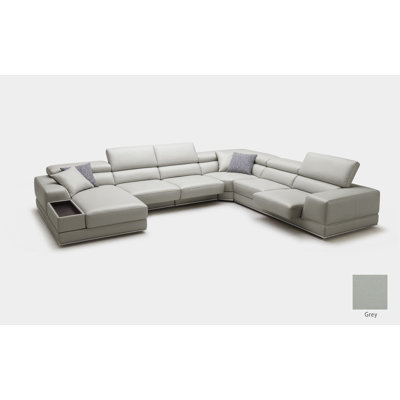 Ludlew 157" Wide Genuine Leather Symmetrical Corner Sectional