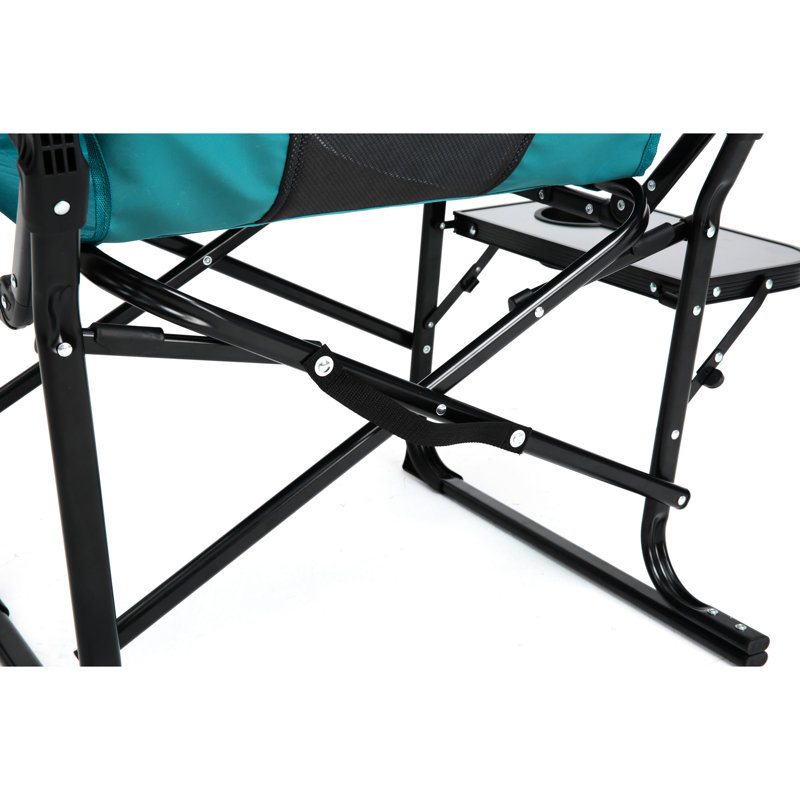 Chaise de camping pliante portative bleue - Robuste avec table d'appoint pour la fête, pique-nique, jardin, pêche, Bleu